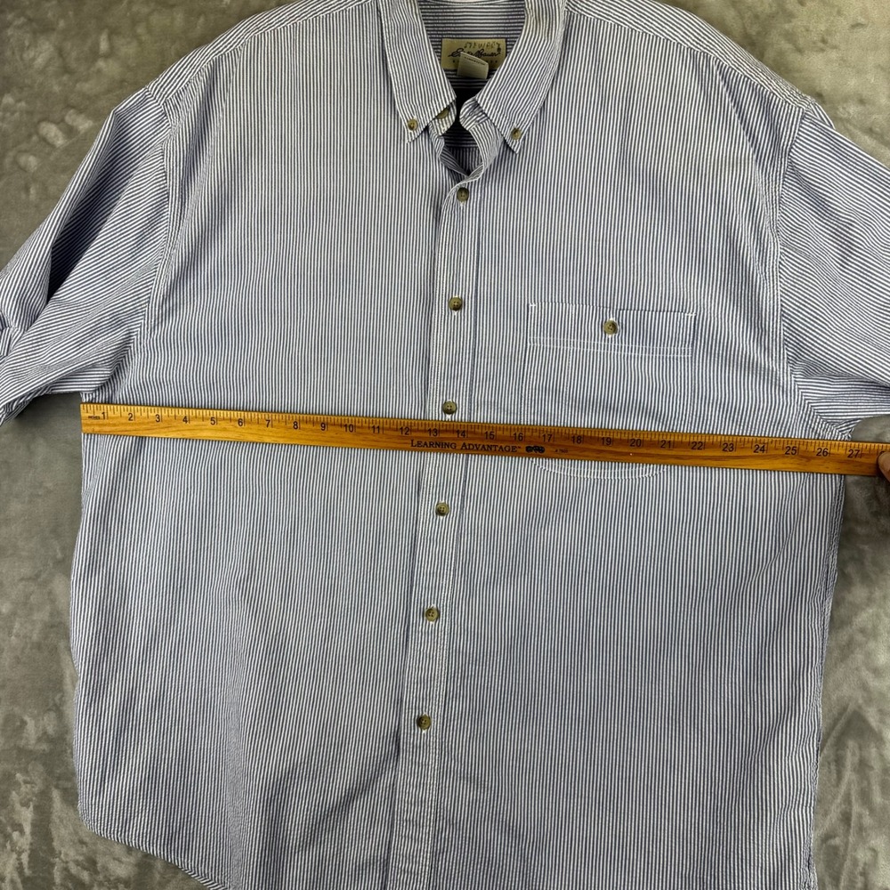 Eddie Bauer Button Down Mens XL Blue White Striped Seersucker Shirt (1684) - Picture 8 of 10